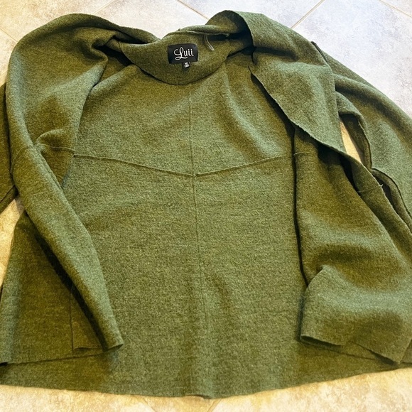 Luii Anthropologie Wool Asymmetrical Zipper Green Long Sleeve Jacket Medium - Picture 4 of 9